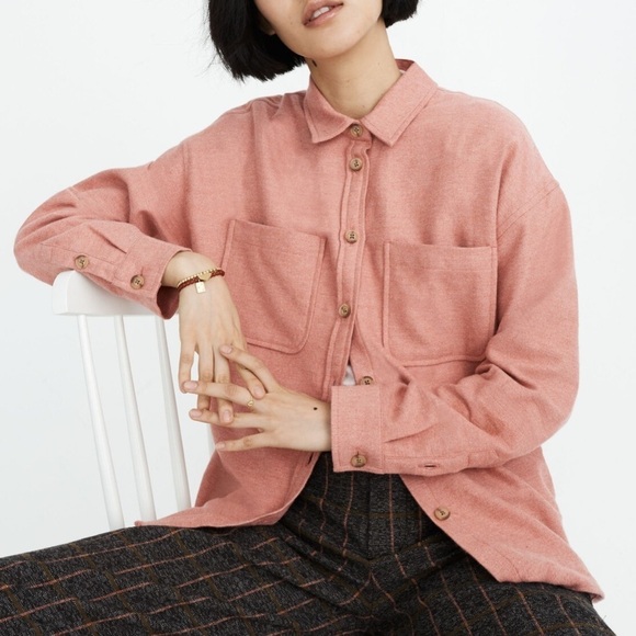 Madewell Flannel Shirt-Jacket Rose Size XS - Picture 9 of 10